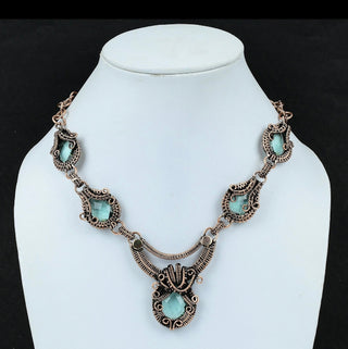 Aqua antique copper necklace
