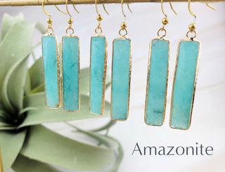 Bar Earrings-Dangle Amazonite Earrings