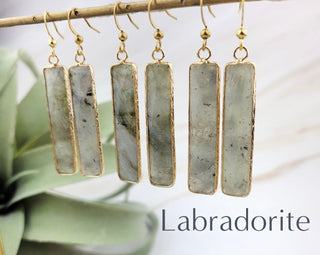 Labradorite Earrings - Mindfulness Gift - Bar Earrings 