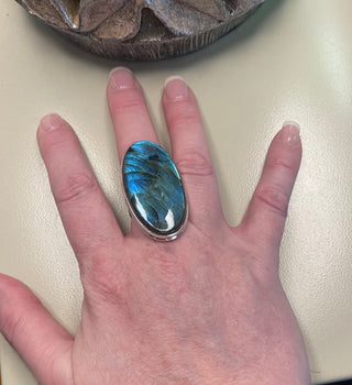  Labradorite Rings 7 1-2, 8’s blue ring, Light catching 