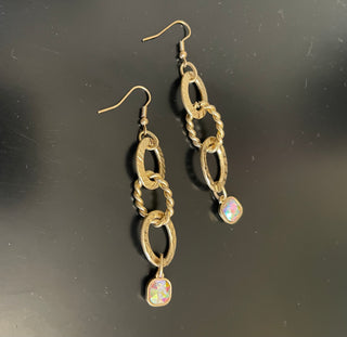 Triple Oval Earring with Rhinestones Silver and Gold