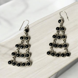 Earrings onyx. 925 