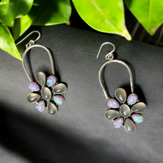 Flower opal Australian opal 925 sterling earrings