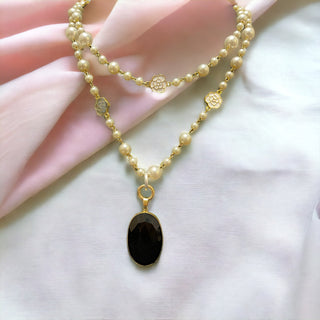 Onyx and pearl necklace