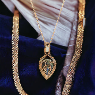 Antique copper, labradorite, moonstone necklace