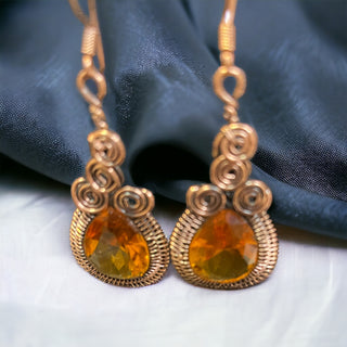 Antique copper, citrine earrings