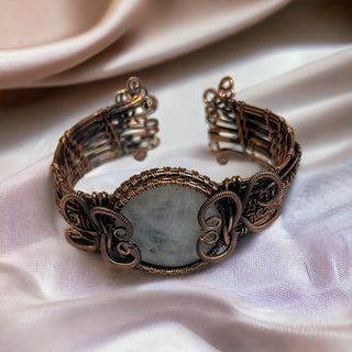 Antique copper, moonstone bracelet