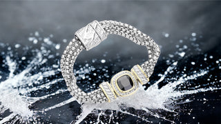 Black CZ stone rhodium plated bracelet