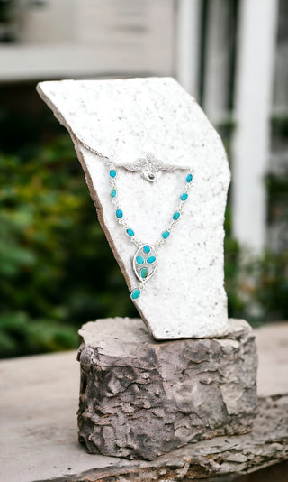 Turquoise necklace 925 silver 2 inch extension