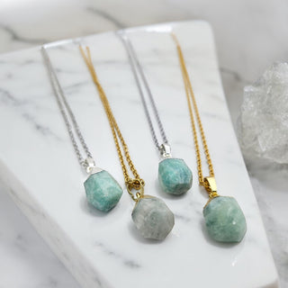 Amazonite silver tone necklace 