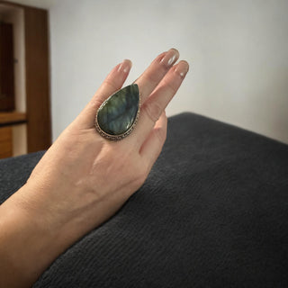 Labradorite Teardrop 925 silver size 7