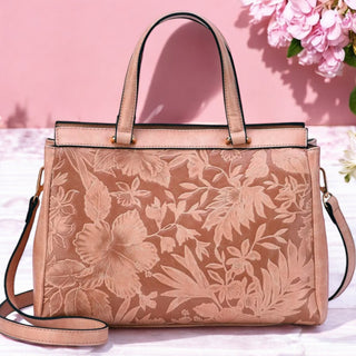 Floral embossed handbag