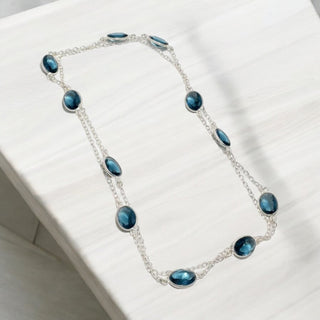 London blue topaz sterling dipped necklace 36 inches