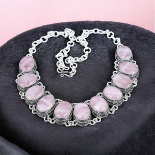 Rose quartz necklace 925 sterling