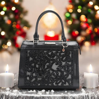 Nicole Lee Lace Satchel with Faux Snakeskin Accents