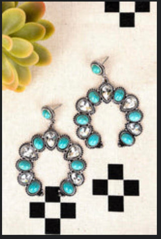 Turquoise Ludlow Silvertone Naja Earrings